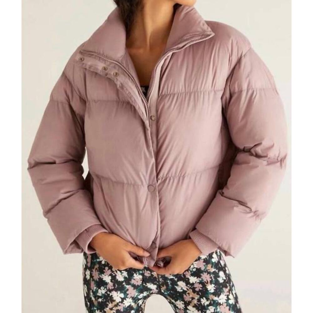 Z Supply Parker Puffer Cropped Jacket Mauve Purple Medium Pink Coat Winter